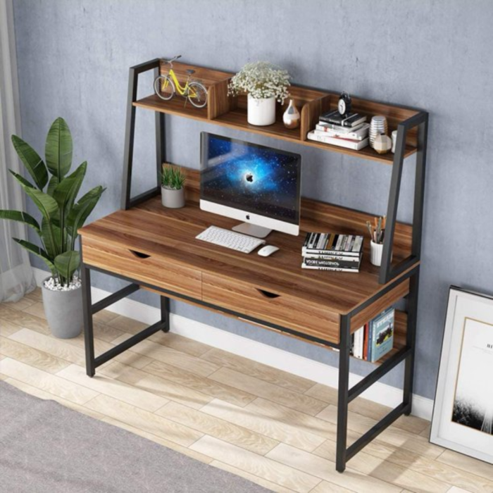 Engineering Wood Office Computer Desk Study Writing Desk with Storage Shelf - Image 2