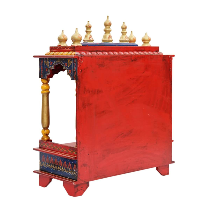 Handpainted Mango Wood 1 Drawer Home Temple - Image 5