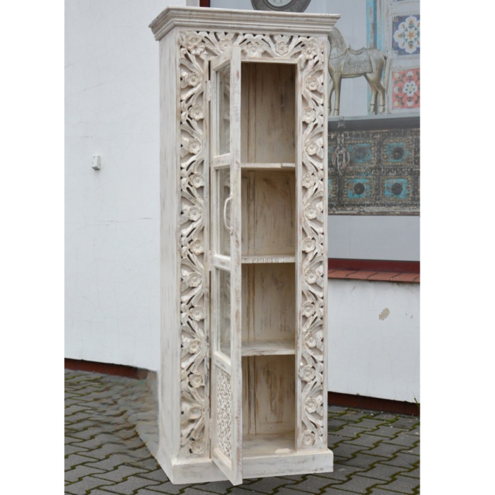 2-6.png Oriental Single Door Carved Display Cabinet - Image 2