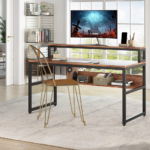 Study Workstation with Open Bookshelf for Home Office