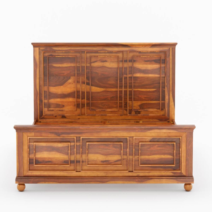 King Size Sheesham Bed | Pecos Mission Solid Wood Double Bed - Image 3