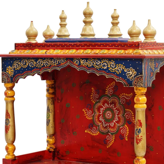 Handpainted Mango Wood 1 Drawer Home Temple - Image 4