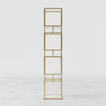 4-Tier Modern Simple Gold Cube Bookcase with Metal Tower Display Tall Wooden Bookshelf - Image 4