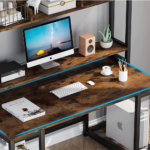 Computer Table Studying Writing Desk With Bookshelf For Home Office - Image 4