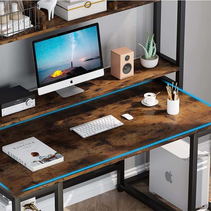 4-197.png Computer Table Studying Writing Desk With Bookshelf For Home Office - Image 4