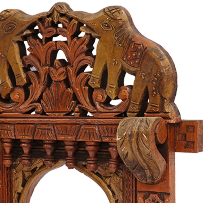 Hand Carved Solid Wood Jharokha Wall Decor - Image 2