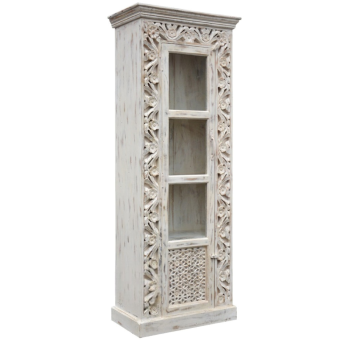 4-6.png Oriental Single Door Carved Display Cabinet - Image 4
