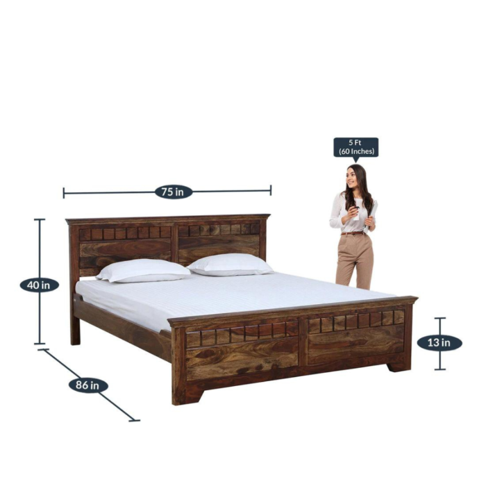 5-1-1.png Majestica Solid Wood King Size Bed In Provincial Teak Finish | Sheesham Bed - Image 5