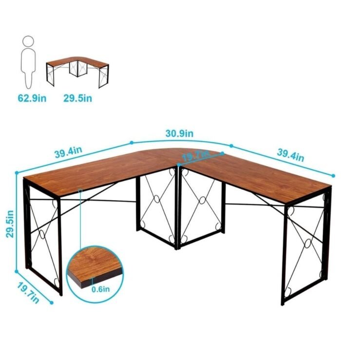 5-13.jpg Modern Double Cross L Shaped Computer Desk Made Of Engineering Wood Metal - Image 4