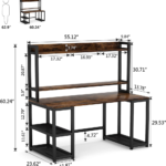 Computer Table Studying Writing Desk With Bookshelf For Home Office - Image 5