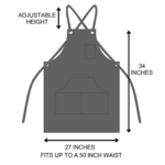 PRITI - Heavy Duty Waxed Canvas Work Apron with Tool Pockets (Black), Cross-Back Straps & Adjustable M to XXL - Image 5