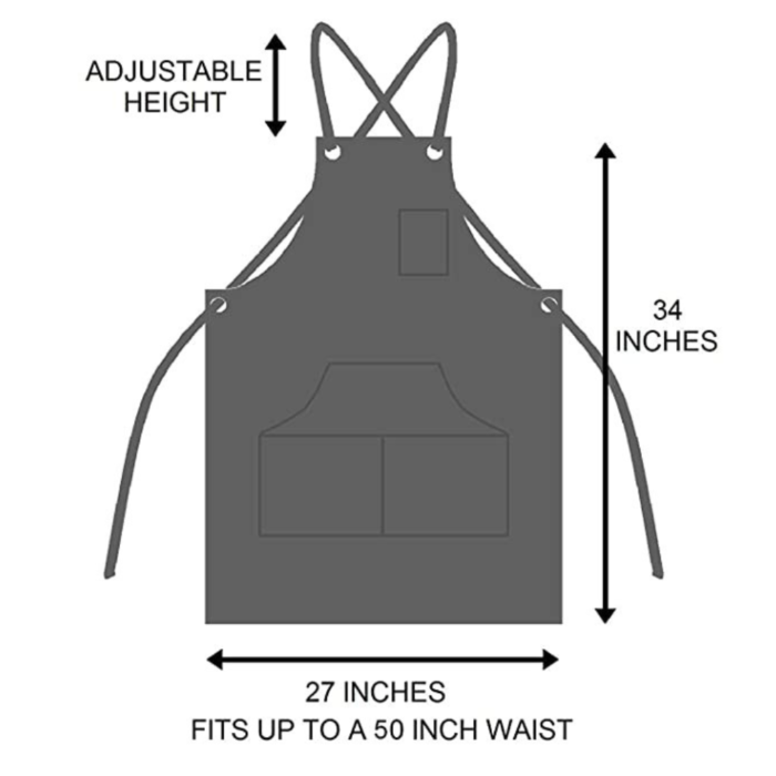 5-53.png PRITI - Heavy Duty Waxed Canvas Work Apron with Tool Pockets (Black), Cross-Back Straps & Adjustable M to XXL - Image 5