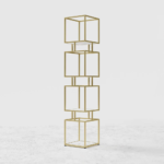 4-Tier Modern Simple Gold Cube Bookcase with Metal Tower Display Tall Wooden Bookshelf - Image 5