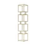 4-Tier Modern Simple Gold Cube Bookcase with Metal Tower Display Tall Wooden Bookshelf - Image 6
