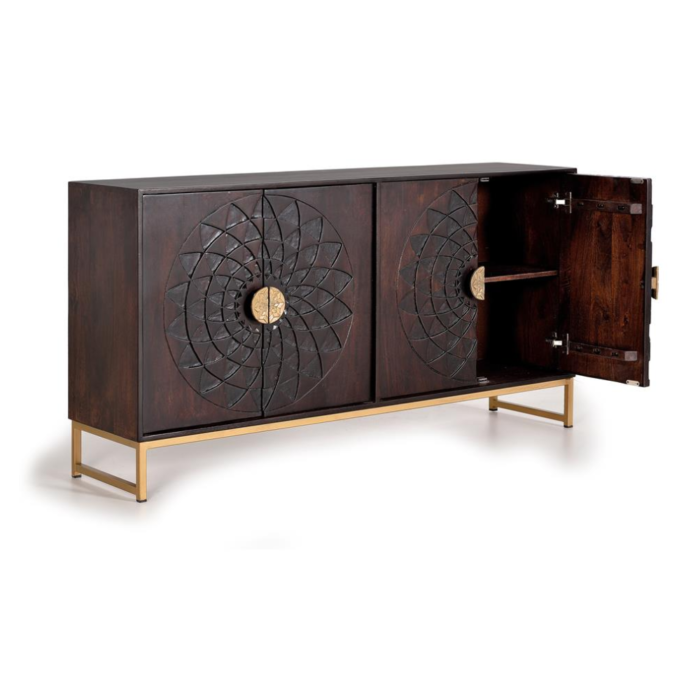 6-9.png Kinshasa Solid Wood Sideboard With 4 Door - Image 6