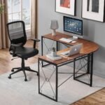 Modern Double Cross L Shaped Computer Desk Made Of Engineering Wood Metal - Image 2