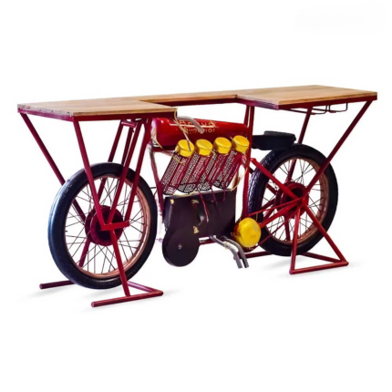 Priti Automobile Red Distress Finish Design Bar Unit