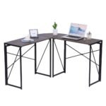 Double Cross L Shaped Computer Desk Of Engineering Wood Metal | Computer Workstation - Image 5