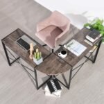 Double Cross L Shaped Computer Desk Of Engineering Wood Metal | Computer Workstation - Image 3