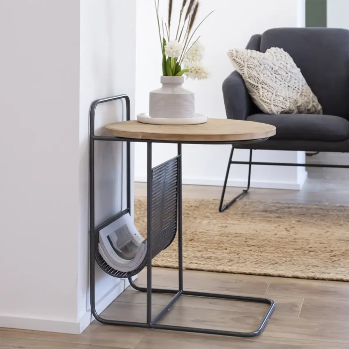 End-table.webp Fir Wood and Metal End Table - Image 6
