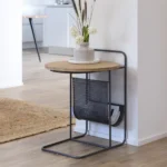 Fir Wood and Metal End Table