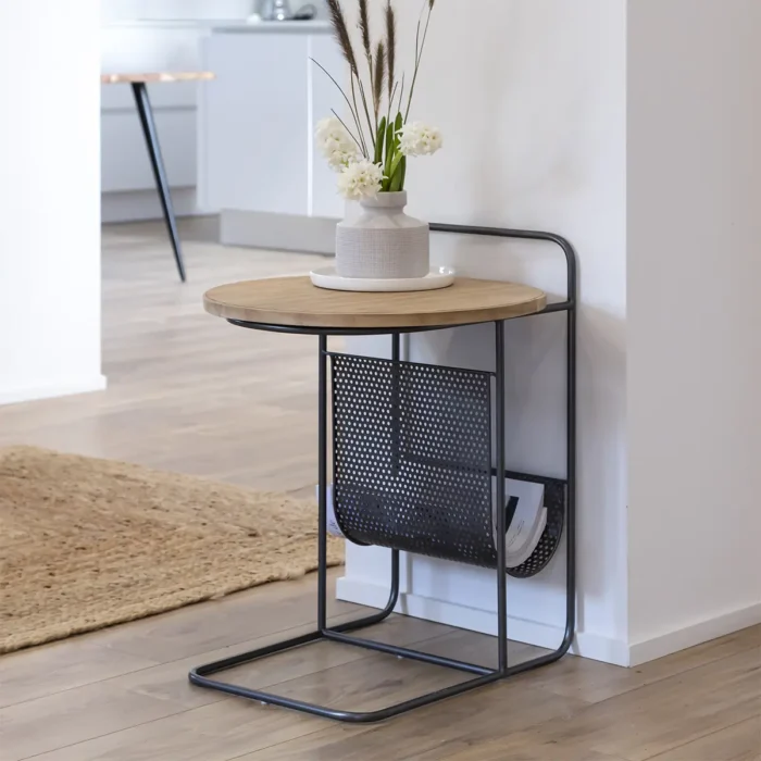 End-table55.webp Fir Wood and Metal End Table
