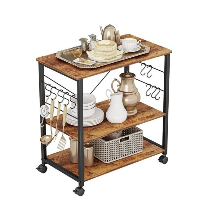 Industrial-Rolling-Dining-Cart-With-Hooks-1.jpg St. John Rolling Dining Cart - Image 2