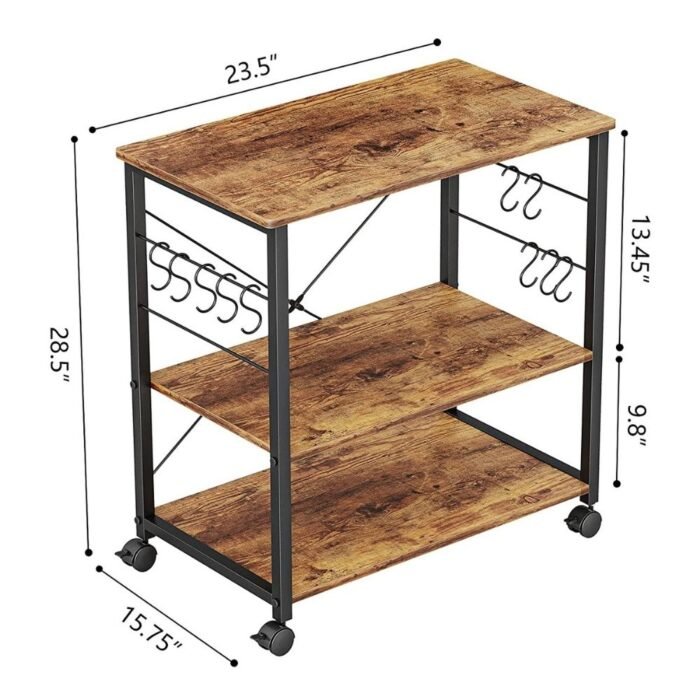 Industrial-Rolling-Dining-Cart-With-Hooks-4.jpg St. John Rolling Dining Cart - Image 4
