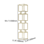 4-Tier Modern Simple Gold Cube Bookcase with Metal Tower Display Tall Wooden Bookshelf - Image 7
