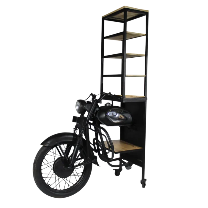 Motorcycle-Shelf.webp Priti Tata Black Metal Motorcycle Front Shelf - Image 1