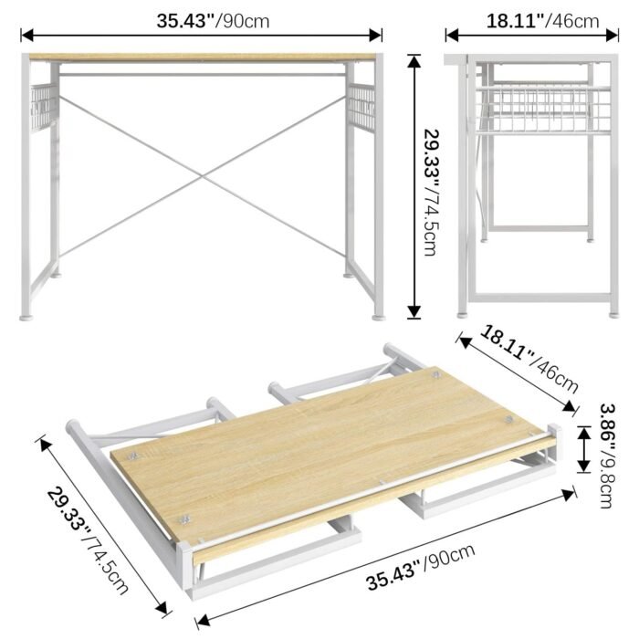 Home Office Computer Desk With Anti Skid Pad With 8 Hanging Hooks - Image 6
