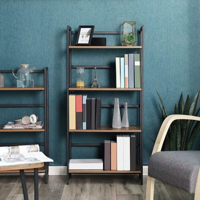 Office-Industrial-Bookshelf-3.jpg Adjustable Wooden Book Shelves With High Storage Shelves For Home And Office - Image 1