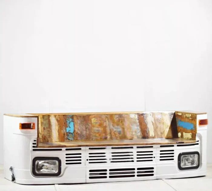 Priti Old Truck Indian Style Handcrafted Automobile Long Bench Sofa - Image 1