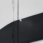 Priti Black TV cabinet with mango wood top - Image 6