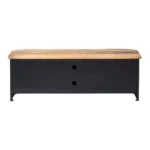 Priti Black TV cabinet with mango wood top - Image 7