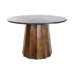Priti Dining Table Black Brown Marble Mango wood 120 x 120 x 76 cm - Image 4