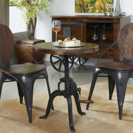 Priti Axel Adjustable Industrial Style Round Accent Side End Table with Iron Tri-Pod Legs