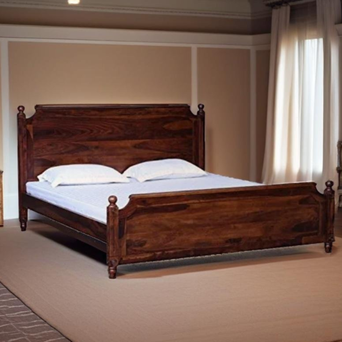 Solid-Wooden-Queen-Size-Bed-in-Provincial-Teak-Finish.png Priti : Solid Wooden Queen Size Bed in Provincial Teak Finish (Brown) - Image 1