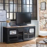 Priti Tata black metal truck TV stand