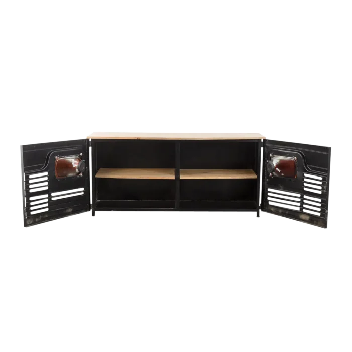 Tata-TV-stand5.webp Priti Tata black metal truck TV stand - Image 4