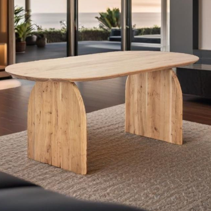 Priti Oval Acacia Wood Dining Table Bedum Style (200x105 cm) - Image 1