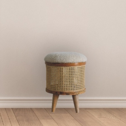 Priti Cream Boucle Footstool