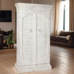 Canary Carved Solid Wooden Cabinet 2 Door