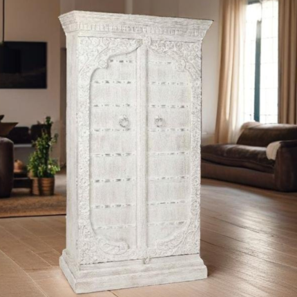 Canary Carved Solid Wooden Cabinet 2 Door