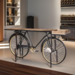 Bicycle Console Table Wood And Metal