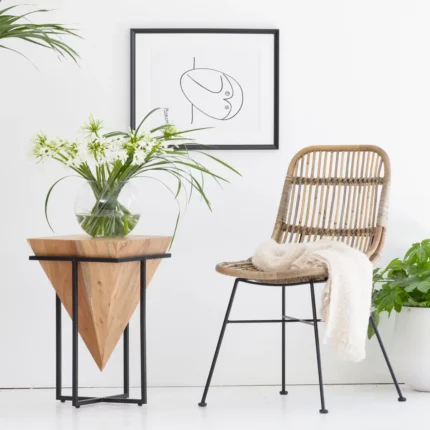 Inverted Pyramid Wooden Side Table