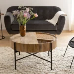 Leicester Round Wood And Cane Coffee Table