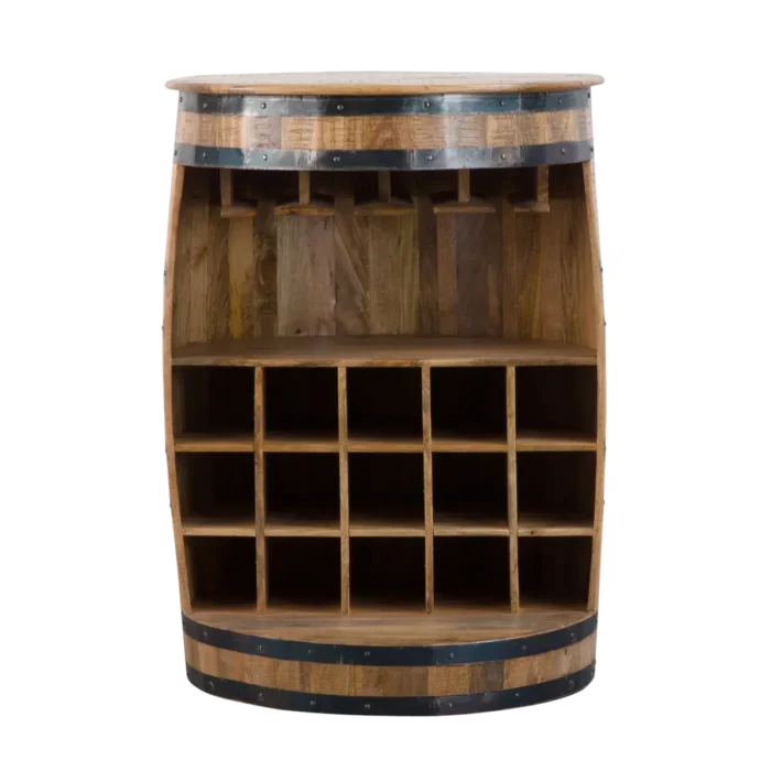 metal-barrel-bar.webp Priti Mango Wood and metal barrel bar - Image 1