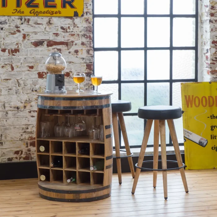 metal-barrel-bar3.webp Priti Mango Wood and metal barrel bar - Image 3