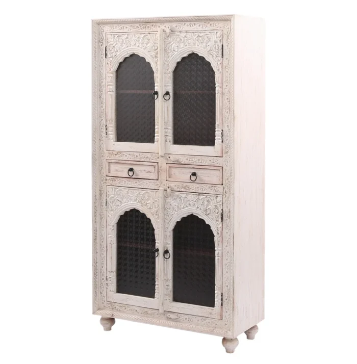 Eagle Wooden Carved White Cabinet - Image 3